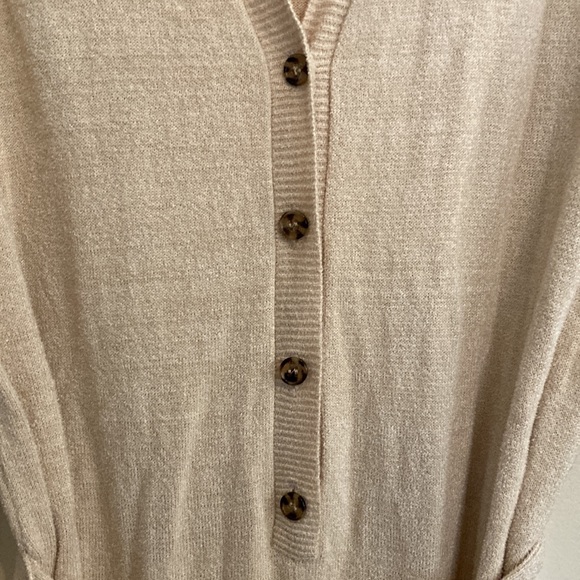 Avec Les Filles Belted Knit Romper Shorts Sweater Lounge Tan Oat Beige - Picture 5 of 10